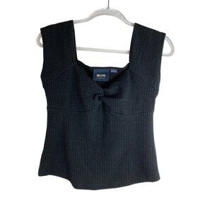 Maeve By Anthropologie Textured Black Stretch Top Small Shirt Sexy Retro Classic